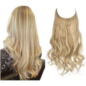Invisible Wire Hair Extension Highlights 14 Inch Wavy synthetic